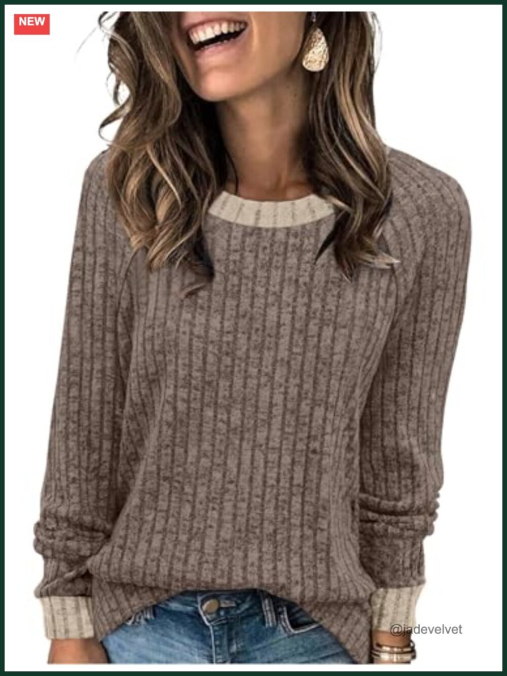 Womens Long Sleeve Color Block Tunic Sweater Lightweight Fall Winter Top